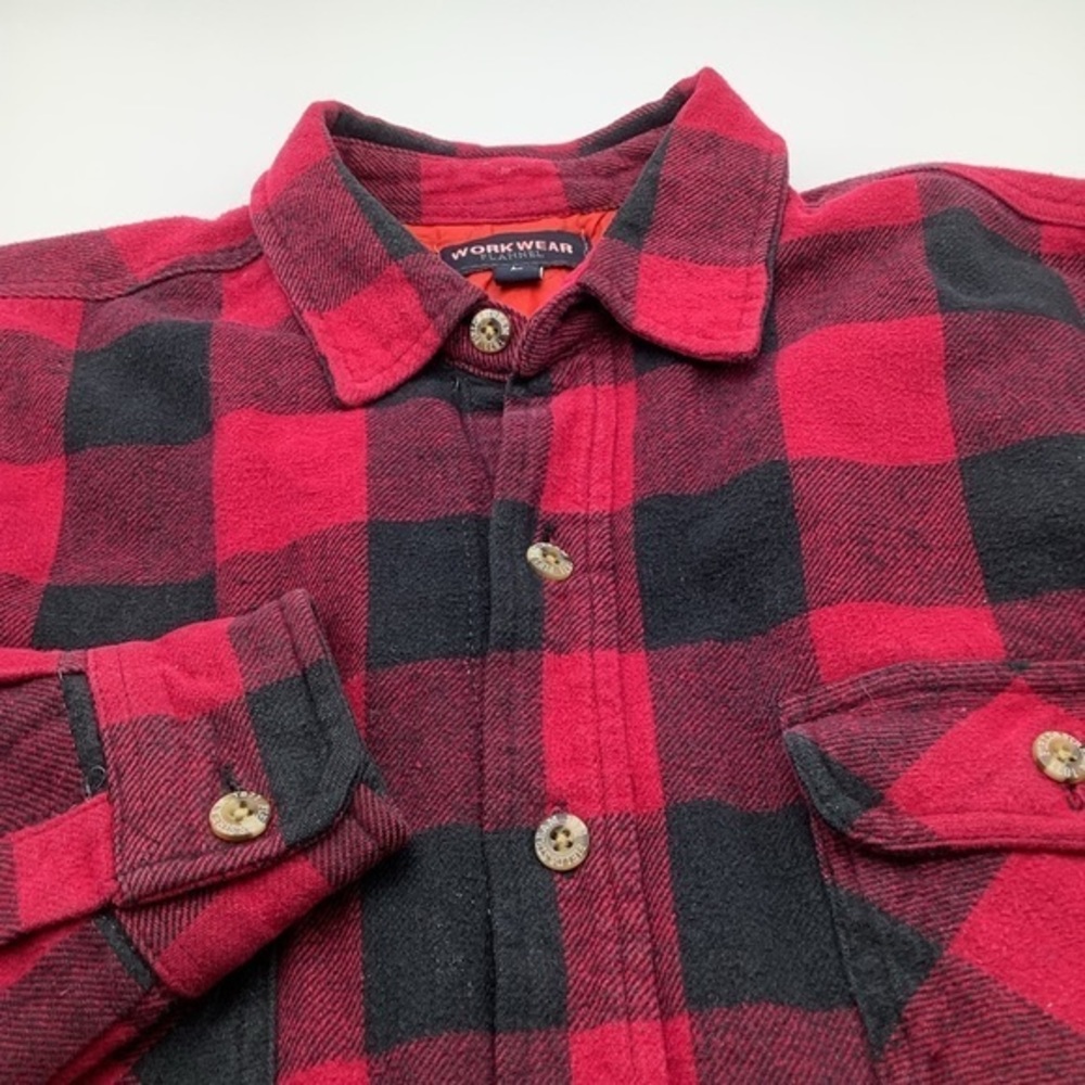 Field & Stream Workwear Heavy Flannel Shirt Jacket Red & Black Checkered Sz L.‎